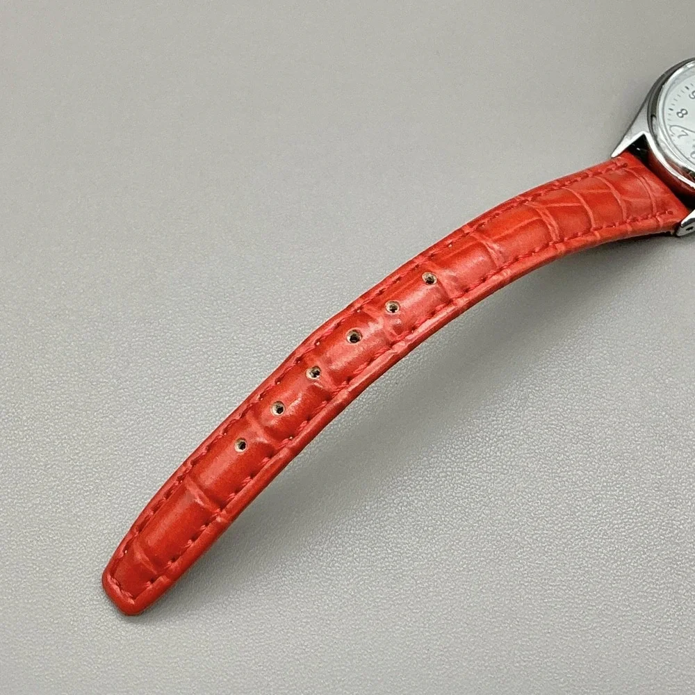 Disney Parks Womens Watch White Dial Minnie Mouse Red Strap Quartz Analog